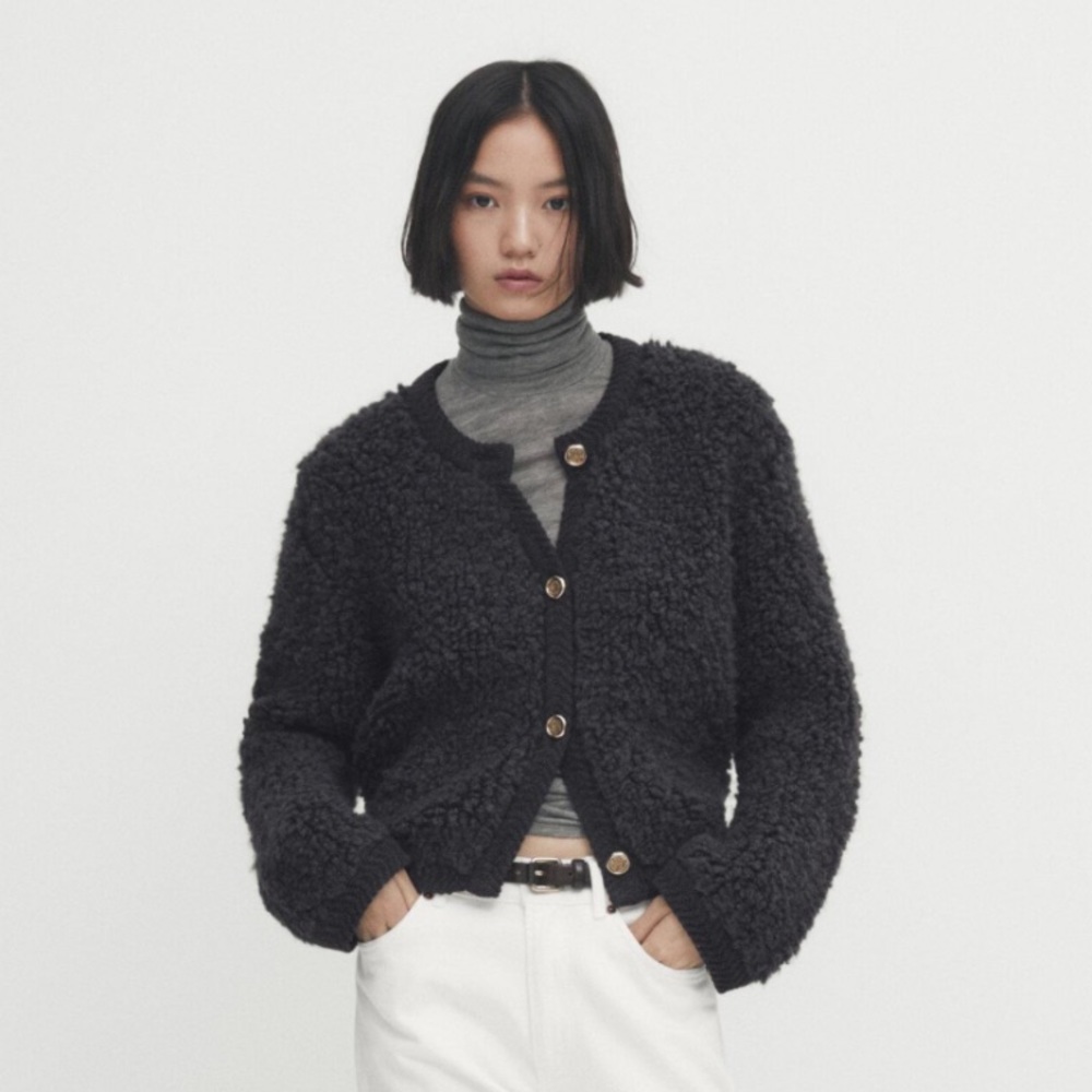 Massimo Dutti Boucle Knit Cardigan